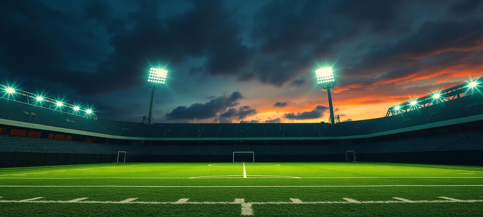 Football turf at dusk